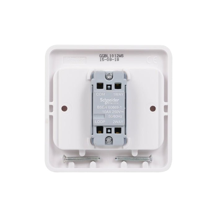 Schneider Electric GGBL1012WS Lisse White Moulded 10AX 1G 2-Way Wide Rocker Switch (Display Packaged) - westbasedirect.com