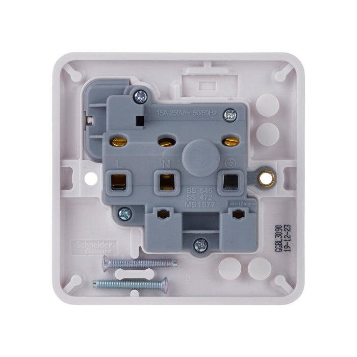 Schneider Electric GGBL3090 Lisse White Moulded 15A 1G Round Pin Switched Socket - westbasedirect.com