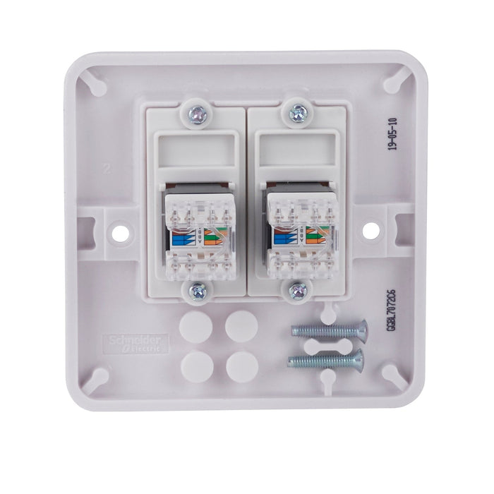 Schneider Electric GGBL7072C6 Lisse White Moulded Twin RJ45 CAT6 Data Socket - westbasedirect.com