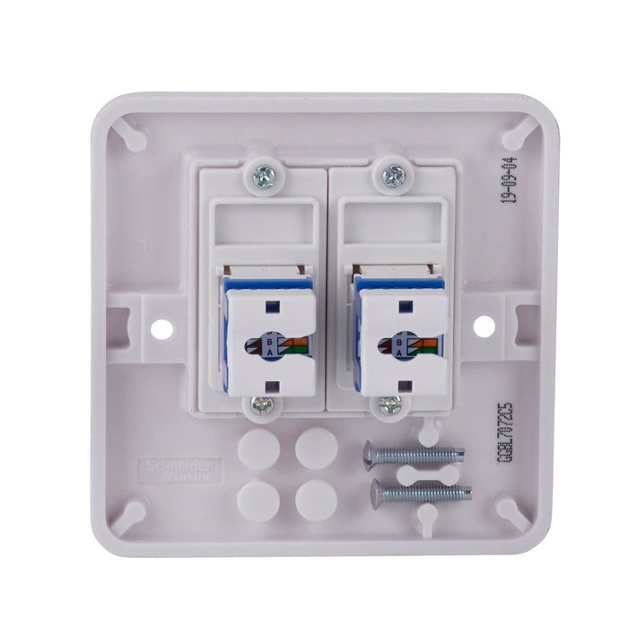 Schneider Electric GGBL7072C5 Lisse White Moulded Twin RJ45 CAT5e Data Socket - westbasedirect.com