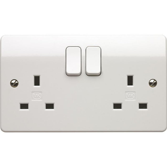 MK K2747STWHI Logic Plus White Moulded 13A 2G DP Switched Socket with Screwless Terminal - westbasedirect.com