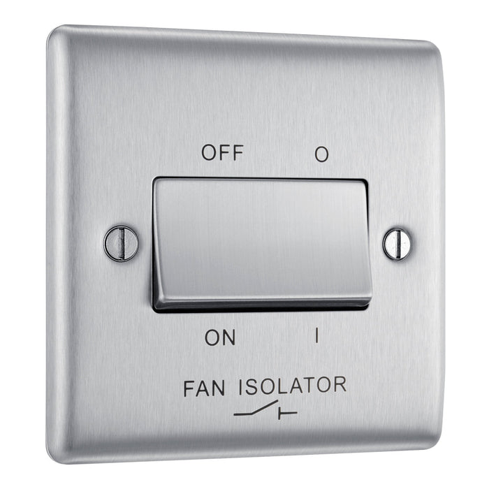 BG NBS15 Nexus Metal Fan Isolator Switch TP 10A - Brushed Steel - westbasedirect.com