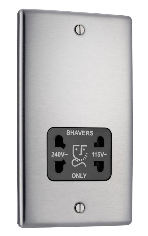 BG NBS20B Nexus Metal Dual Voltage Shaver Socket/Black - Brushed Steel - westbasedirect.com