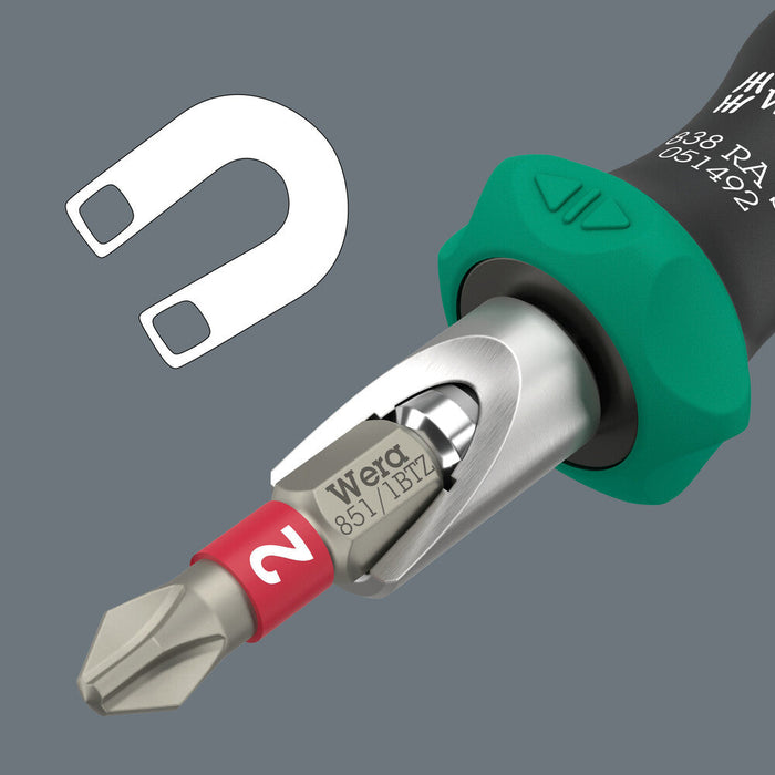 Wera 05051492001 838 RA S Bits-Handhalter, with ratchet functionality, 1/4" - westbasedirect.com
