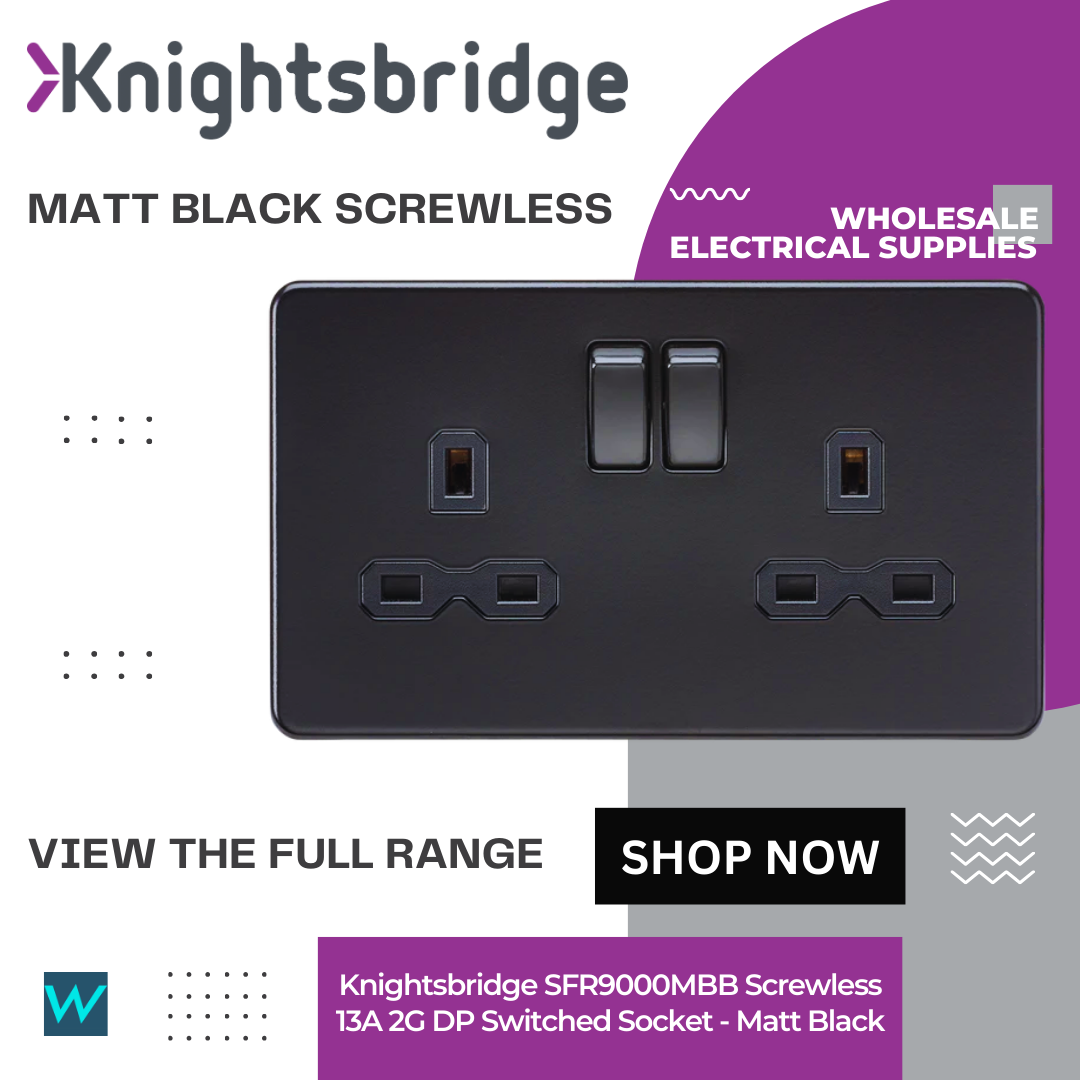 Knightsbridge Screwless Matt Black Switches and Sockets