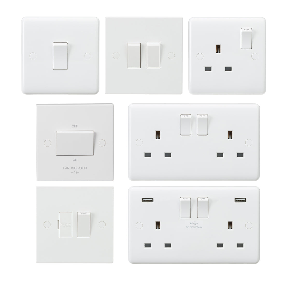 White Plastic Switches & Sockets