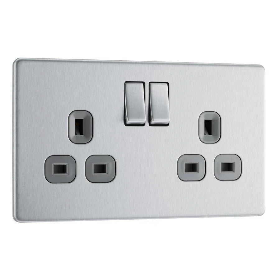 Elegant BG Screwless Brushed Steel Switches and Sockets