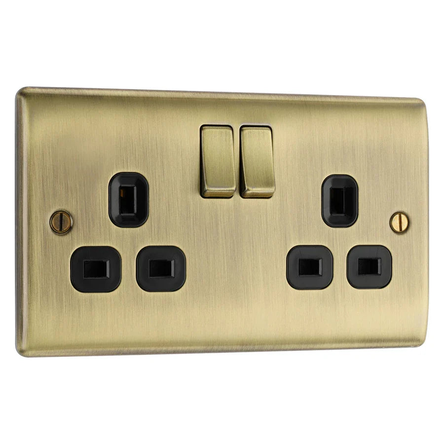 Elegant BG Nexus Antique Brass Sockets and Switches