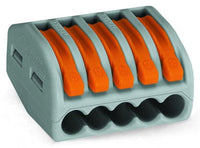 Wago 222-415 4mm² 5-Way Compact Splicing Connector - Gray (40 Full Box)