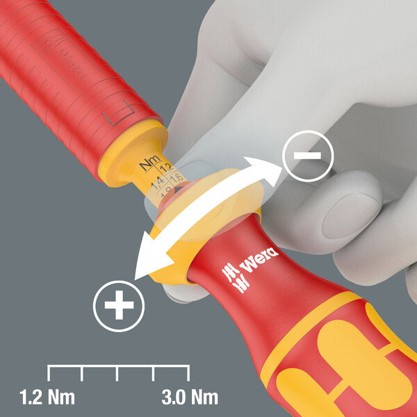 Wera 05074750001 Series 7400 VDE Kraftform adjustable torque handle (0.3-3.5 Nm), 7441 VDE x 1.2-3.0 Nm