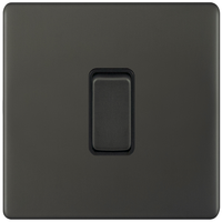 Selectric 5MPLUS-12-01 5M-PLUS Screwless 1 Gang 2 Way 10AX Plate Switch - Dark Bronze, Black Insert