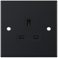 Selectric DSL11-19 5M 1 Gang 13A Unswitched Socket Outlet - Matt Black, Black Insert