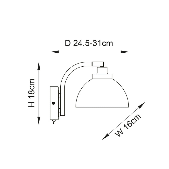 Endon 100044 Caspa 1lt Wall Bright nickel plate & mirrored glass 7W LED E14 (Required) - westbasedirect.com