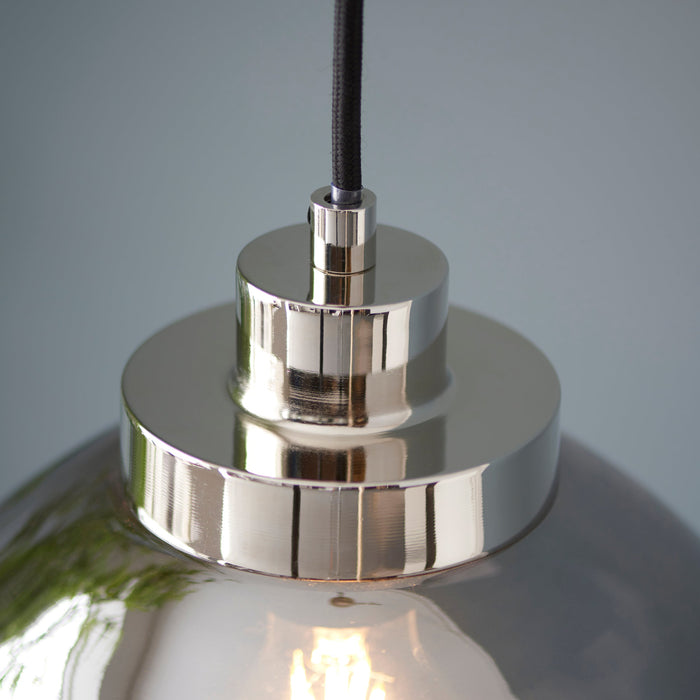 Endon 100046 Caspa 1lt Pendant Bright nickel plate & mirrored glass 10W LED E27 (Required) - westbasedirect.com