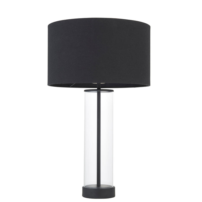 Endon 100440 Lessina 1lt Table Matt black, clear glass & black cotton fabric 10W LED E27 (Required) - westbasedirect.com