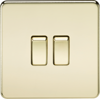 Knightsbridge SF3000PBx10 Screwless 10AX 2G 2-Way Switch - Polished Brass (10 Pack)