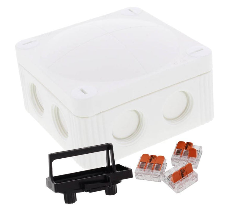 Wiska 10110405 COMBI 308 Junction Box + 3x 3-pole WAGO 221-413 Connectors - White - westbasedirect.com