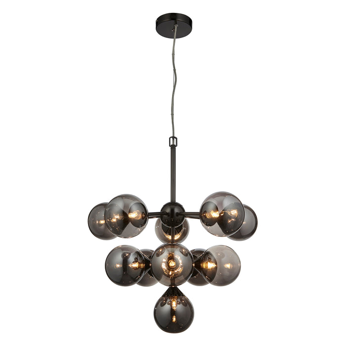 Endon 101147 Oscar 11lt Pendant Black chrome plate & smoked mirror glass 11 x 3W LED G9 (Required) - westbasedirect.com