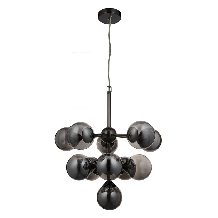 Endon 101147 Oscar 11lt Pendant Black chrome plate & smoked mirror glass 11 x 3W LED G9 (Required) - westbasedirect.com