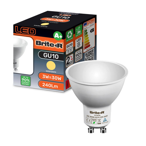 Brite-R 3W GU10 LED Bulb Warm White 3000K - westbasedirect.com