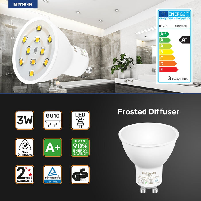 Brite-R 3W GU10 LED Bulb Warm White 3000K - westbasedirect.com