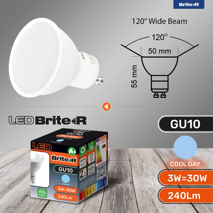 Brite-R 3W GU10 LED Bulb Cool White 6500K - westbasedirect.com