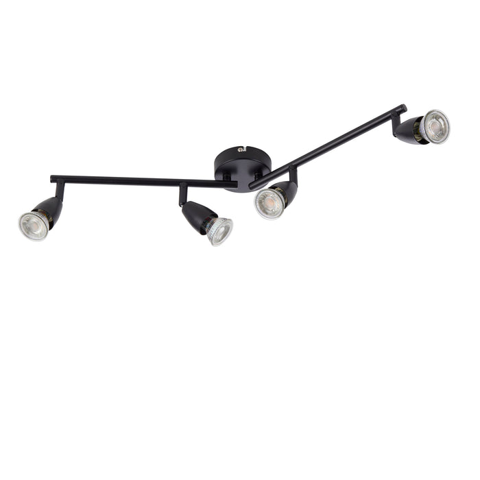 Saxby 101331 Amalfi 4lt bar spotlight black 35W Matt black paint 4 x 35W GU10 reflector (Required) - westbasedirect.com