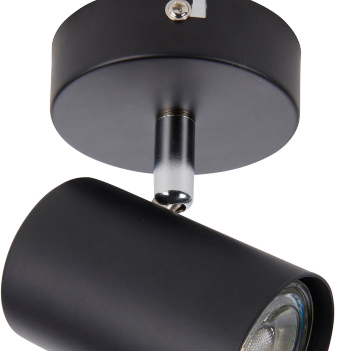 Saxby 101333 Arezzo 1lt single spotlight black 7W Matt black paint & chrome effect plate 7W LED GU10 (Required) - westbasedirect.com