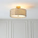 Endon 101568 Cordero 3lt Flush Gold effect plate, white fabric & frosted glass 3 x 10W LED E27 (Required) - westbasedirect.com