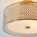 Endon 101568 Cordero 3lt Flush Gold effect plate, white fabric & frosted glass 3 x 10W LED E27 (Required) - westbasedirect.com