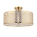 Endon 101568 Cordero 3lt Flush Gold effect plate, white fabric & frosted glass 3 x 10W LED E27 (Required) - westbasedirect.com