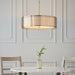 Endon 101569 Cordero 3lt Pendant Gold effect plate, white fabric & frosted glass 3 x 10W LED E27 (Required) - westbasedirect.com