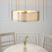 Endon 101569 Cordero 3lt Pendant Gold effect plate, white fabric & frosted glass 3 x 10W LED E27 (Required) - westbasedirect.com