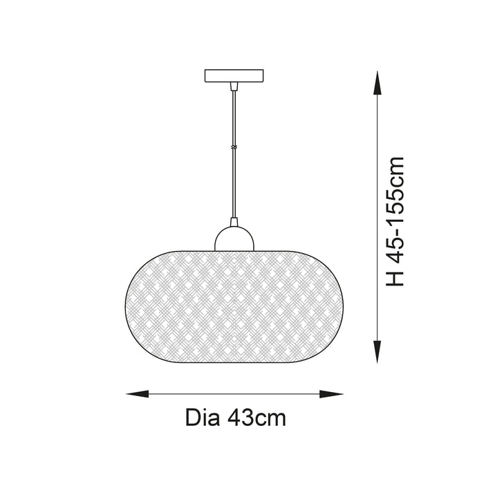 Endon 101572 Bali 1lt Pendant Natural bamboo, white PC & matt black 10W LED E27 (Required) - westbasedirect.com