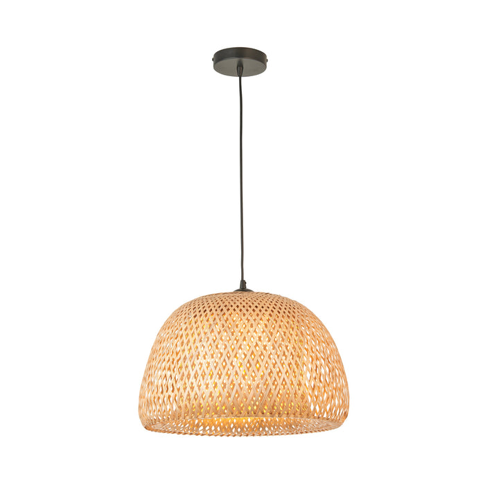 Endon 101574 Bali 1lt Pendant Natural bamboo, white PC & matt black 10W LED E27 (Required) - westbasedirect.com