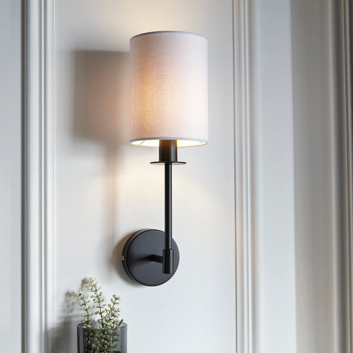 Endon 101660 Sancerre Wall Matt black & vintage white fabric 6W LED E14 (Required)