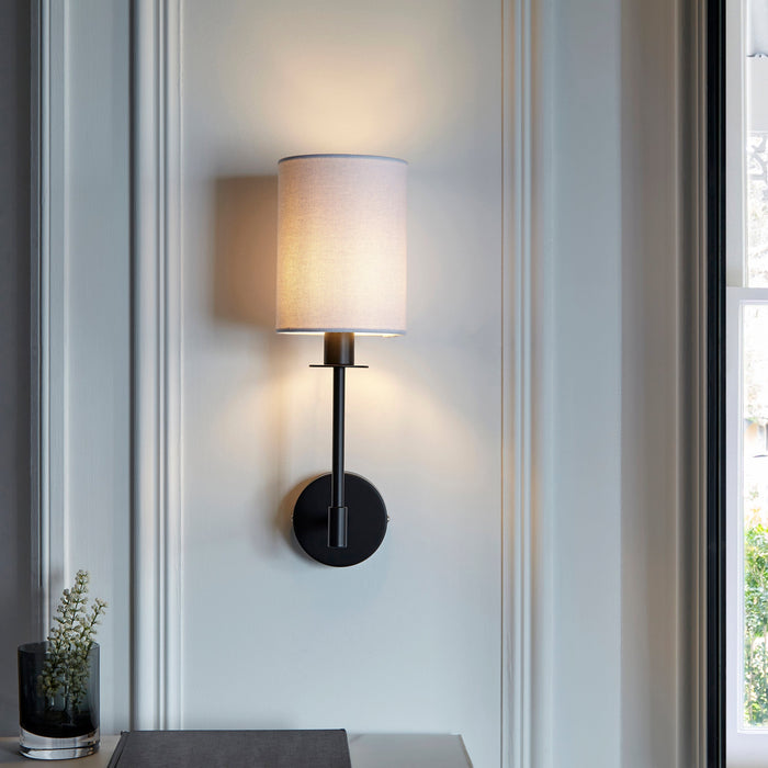 Endon 101660 Sancerre Wall Matt black & vintage white fabric 6W LED E14 (Required)