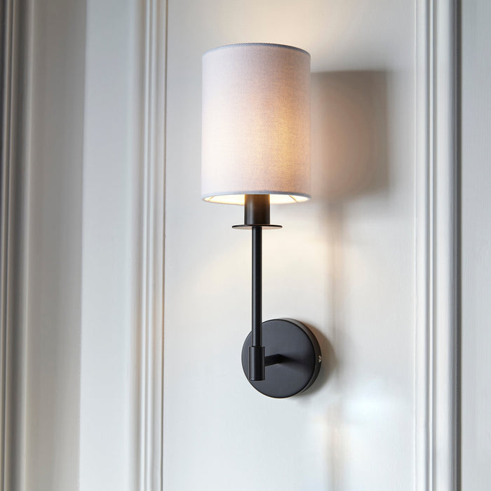 Endon 101660 Sancerre Wall Matt black & vintage white fabric 6W LED E14 (Required)