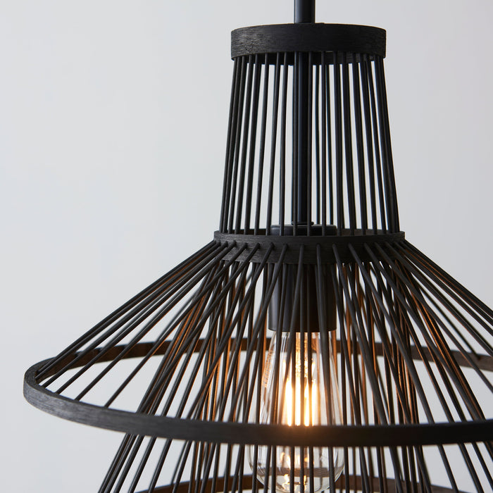 Endon 101675 Minato 1lt Pendant Dark bamboo & matt black 10W LED E27 (Required) - westbasedirect.com