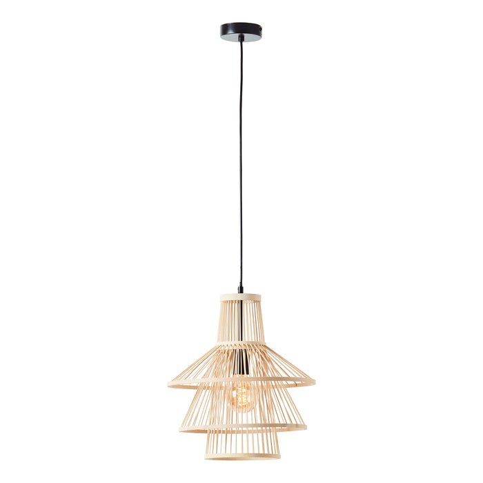 Endon 101676 Minato 1lt Pendant Natural bamboo & matt black 10W LED E27 (Required) - westbasedirect.com