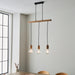 Endon 101678 Sven 3lt Pendant Matt black & natural wood 3 x 10W LED E27 (Required) - westbasedirect.com