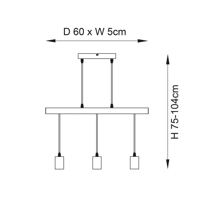 Endon 101678 Sven 3lt Pendant Matt black & natural wood 3 x 10W LED E27 (Required) - westbasedirect.com