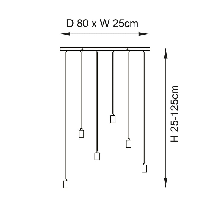 Endon 101684 Stellan 6lt Pendant Oak stained plywood & anthracite finish 6 x 10W LED E27 (Required) - westbasedirect.com