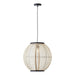 Endon 101688 Zaire 1lt Pendant Natural linen, dark plywood & matt black 10W LED E27 (Required) - westbasedirect.com