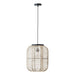 Endon 101689 Zaire 1lt Pendant Natural linen, dark plywood & matt black 10W LED E27 (Required) - westbasedirect.com