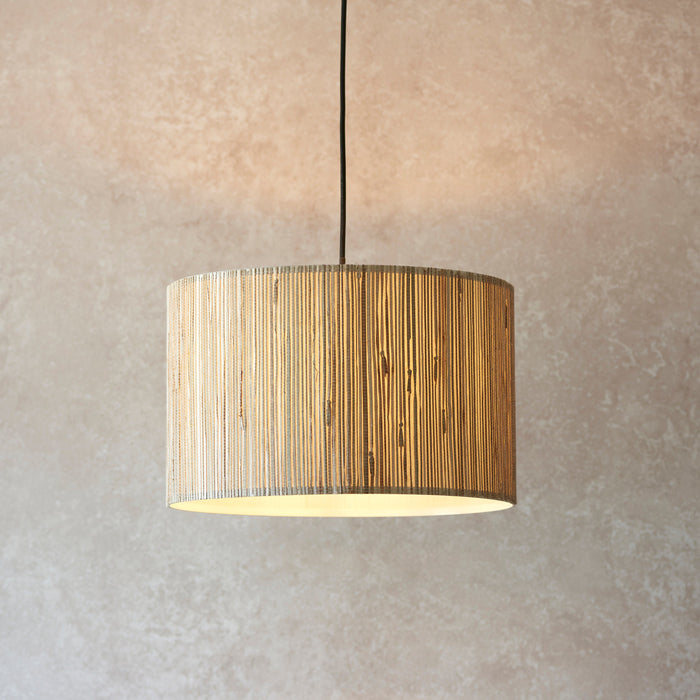 Endon 101691 Longshore 1lt Pendant Natural seagrass & matt black 10W LED E27 (Required) - westbasedirect.com