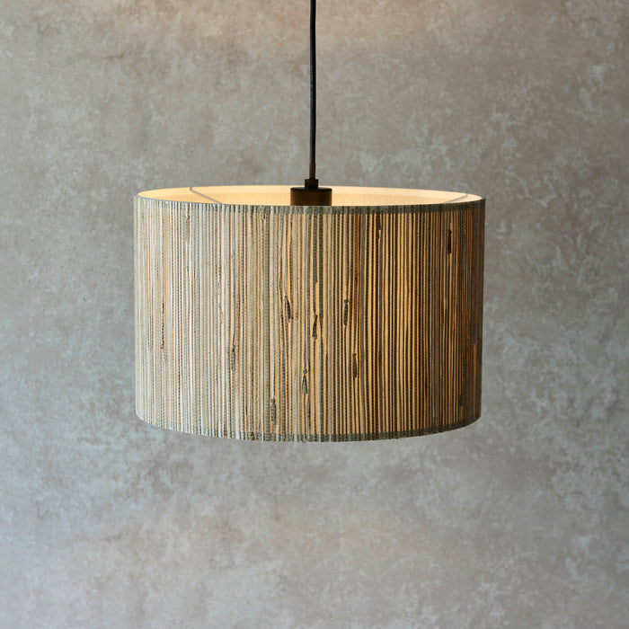 Endon 101691 Longshore 1lt Pendant Natural seagrass & matt black 10W LED E27 (Required) - westbasedirect.com