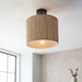 Endon 101695 Longshore 1lt Semi flush Natural seagrass & matt black 10W LED E27 (Required) - westbasedirect.com