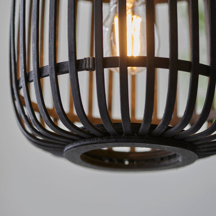 Endon 101700 Mathias 1lt Pendant Dark bamboo & plywood with matt black paint 10W LED E27 (Required) - westbasedirect.com