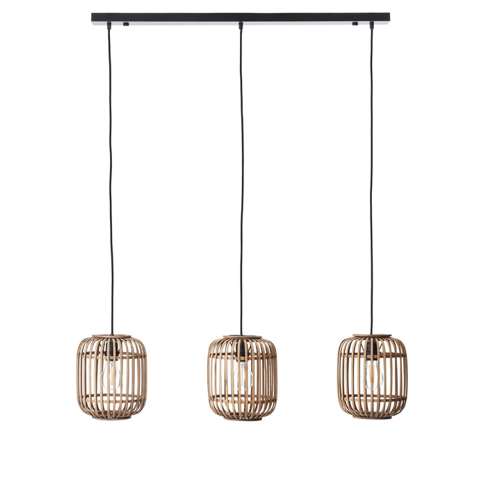 Endon 101775 Mathias 3lt Pendant Natural bamboo, plywood & matt black paint 3 x 10W LED E27 (Required) - westbasedirect.com